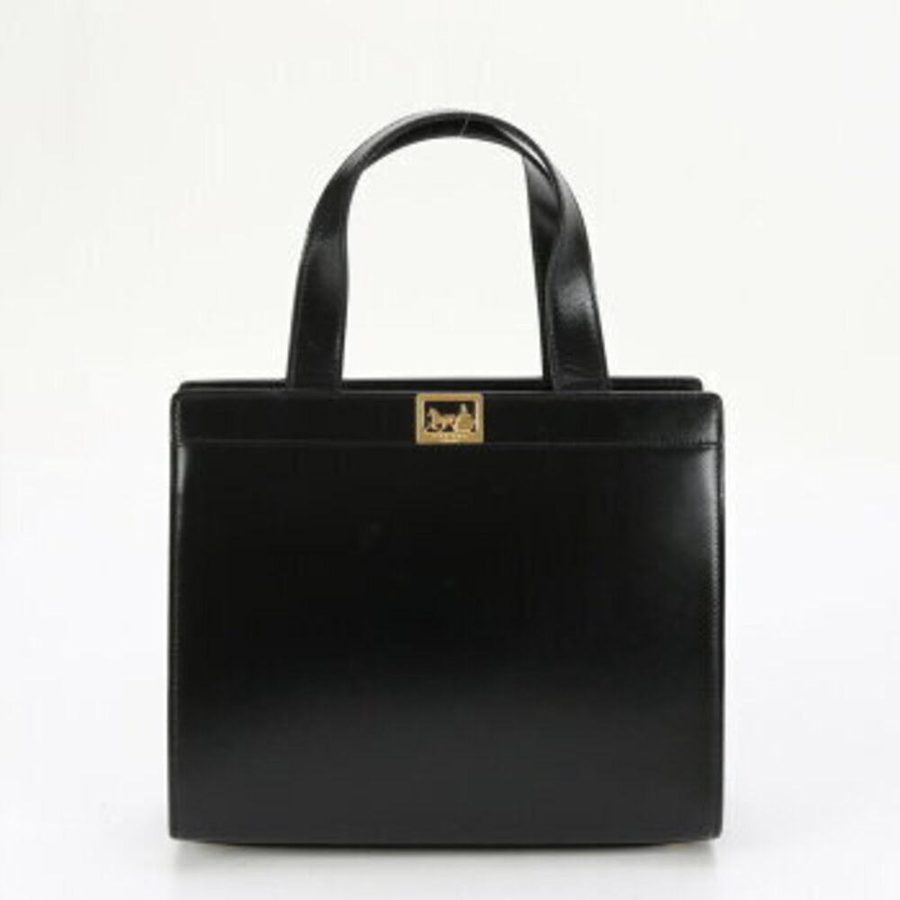 Celine carriage tote bag black leather top handle shoulder